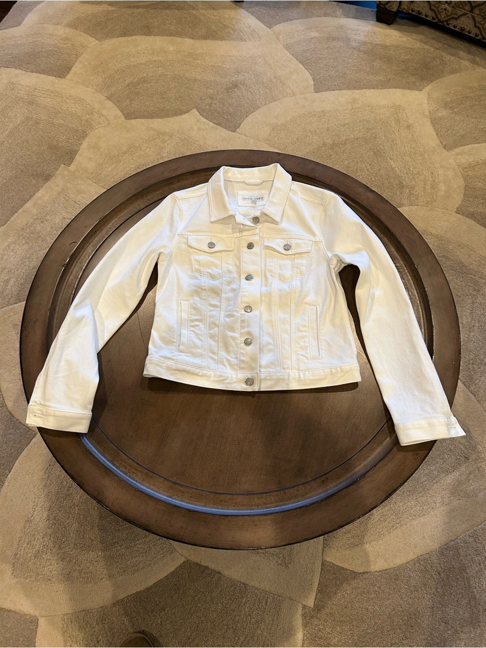 LOFT White Denim Jacket Size Small NWOT